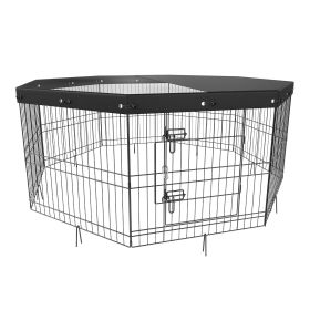 VEVOR Dog Playpen, 8 Panels Foldable Metal Dog Exercise Pen with Top Cover, 24" H Pet Fence Puppy Crate Kennel with Ground Stakes VEVOR Dog Playpen, 8 Panels Foldable Metal Dog Exercise Pen with Top Cover, 24" H Pet Fence Puppy Crate Kennel with Ground Stakes